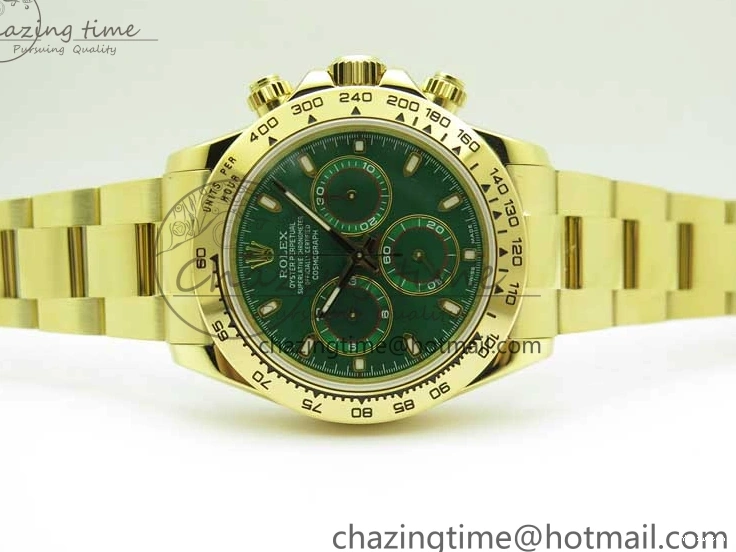 KKF Steel YG Dial Best 904L Edition 1:1 Green Bracelet YG Daytona on A7750 0410